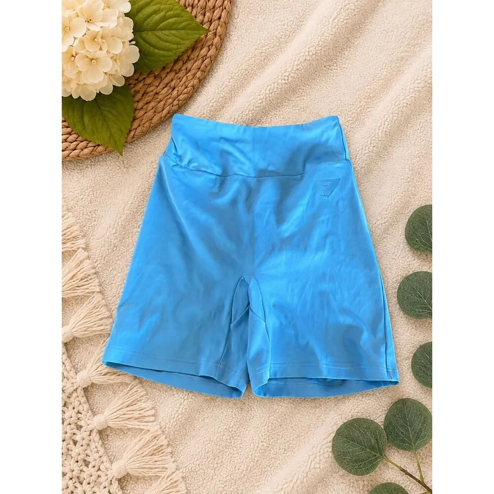 Gymshark Women’s Blue High Waisted Biker Shorts Size Small